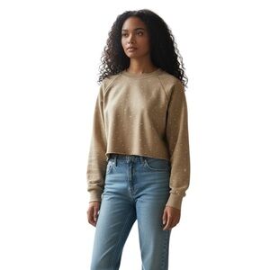 Human Nation cozy core, cropped long sleeve sweatshirt